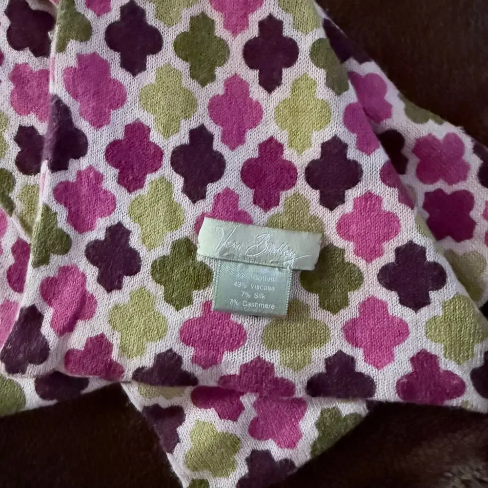 Vera Bradley Plum‎ Crazy Silk Cashmere Blend Scarf - Quatrefoil Mosaic Knit